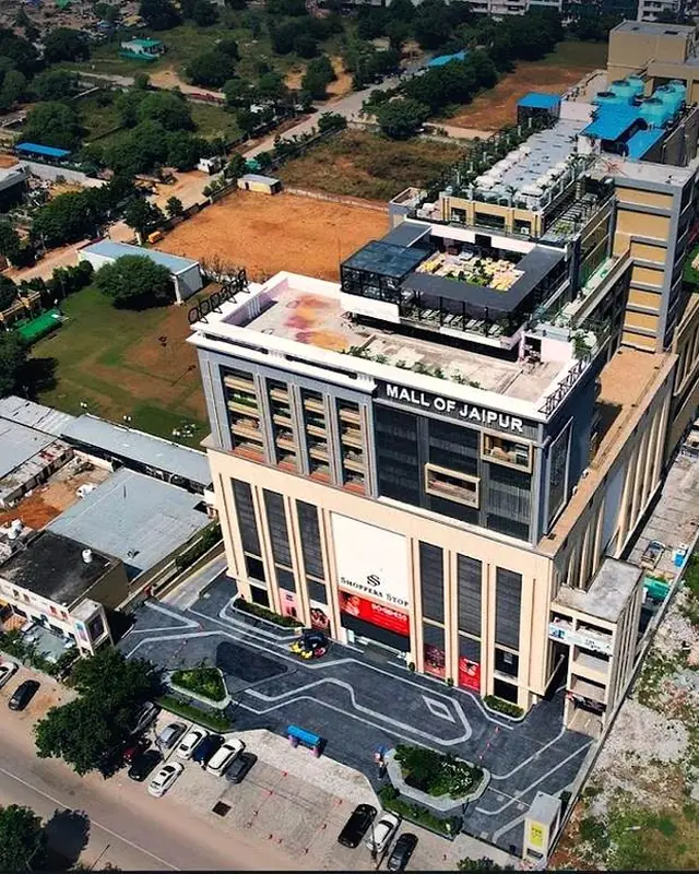 Commercial retail and office development in Jaipur, aerial view